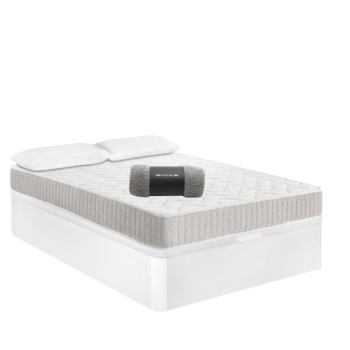 Pack Canapé de madera Blanco + Colchón PRO Nature + Almohada Fibra de REGALO - Imagen 1